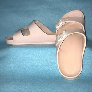 𝅺EVA flat pink comfortable double buckle slide sandals size 40 9 1/2-10 (US)